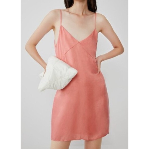 Zara V-Neck Mini Dress Pink - Picture 1 of 12